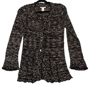Vertigo‎ Paris Button Front Chunky Loose Knit Cardigan Sweater Office Siren